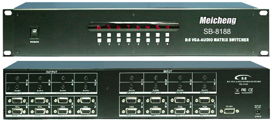 	
SB-8188, 8X8 VGA視頻／音頻矩陣切換器