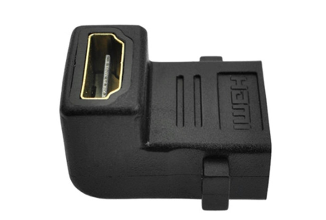 HDMI A母轉A母 90度，帶有螺絲孔轉接頭，可配搭面板固定使用。